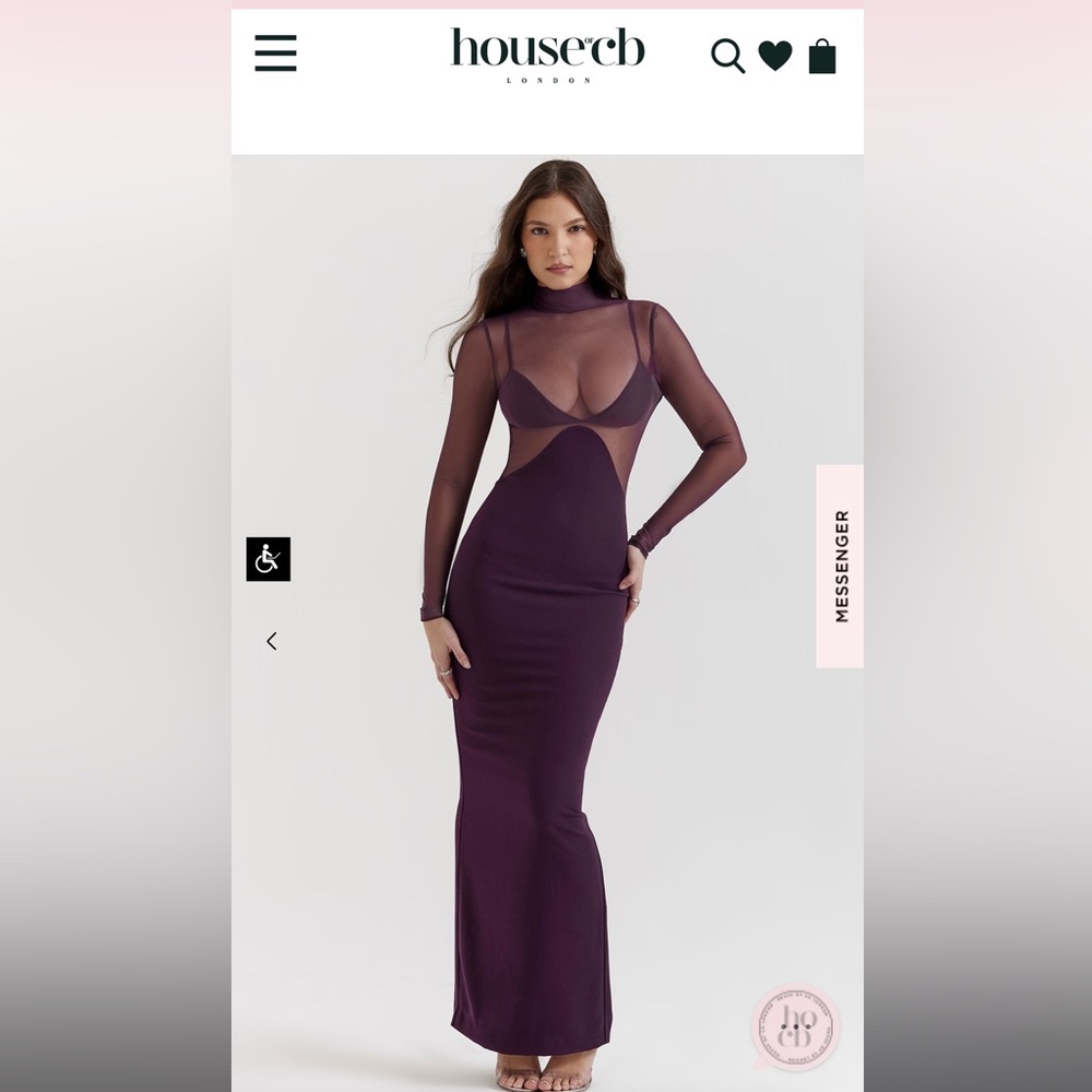 House of cb Safiya dress (Plum color) worn once and dry cleaned LIKE NEW